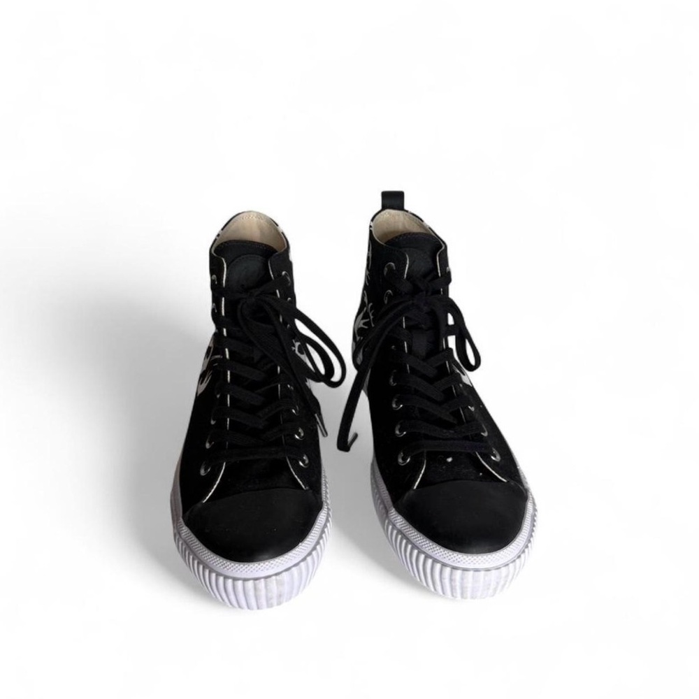 Alexander McQueen Black High-Top Sneakers with White Sole
